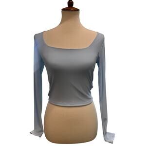 Light Blue Cropped Long Sleeved Top